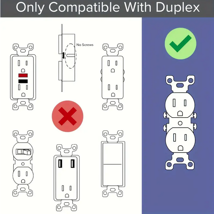 Duplex Outlet Wall Plate LED Night Light