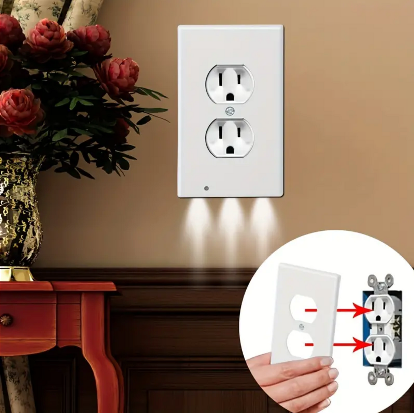 Duplex Outlet Wall Plate LED Night Light