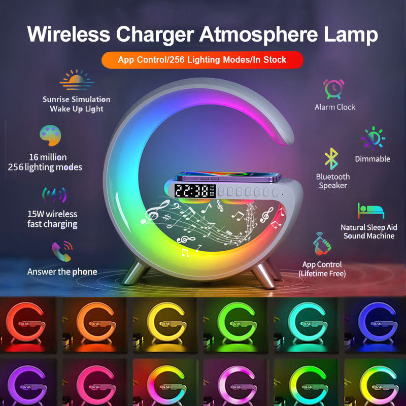 Intelligent G Shaped LED Bluetooth Speaker Wireless Charger Atmosphere Lamp