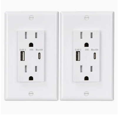 Lumeaun USB Fast Charging Charging Duplex Outlet 24w 4.8 AMP White